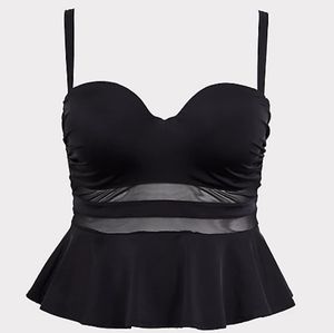 Torrid Mesh Inset Underwire Peplum Midkini Top